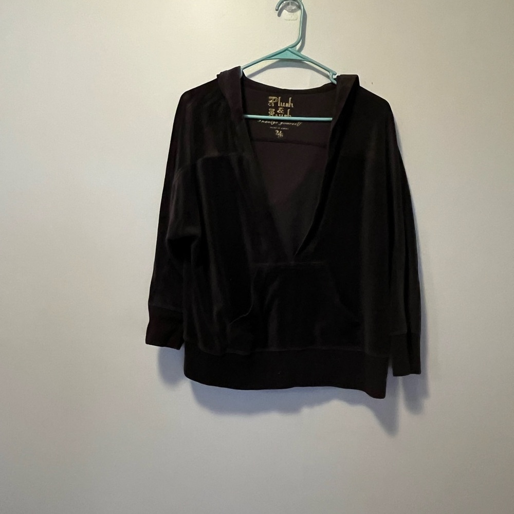 Elegant Black Velvet Hoodie